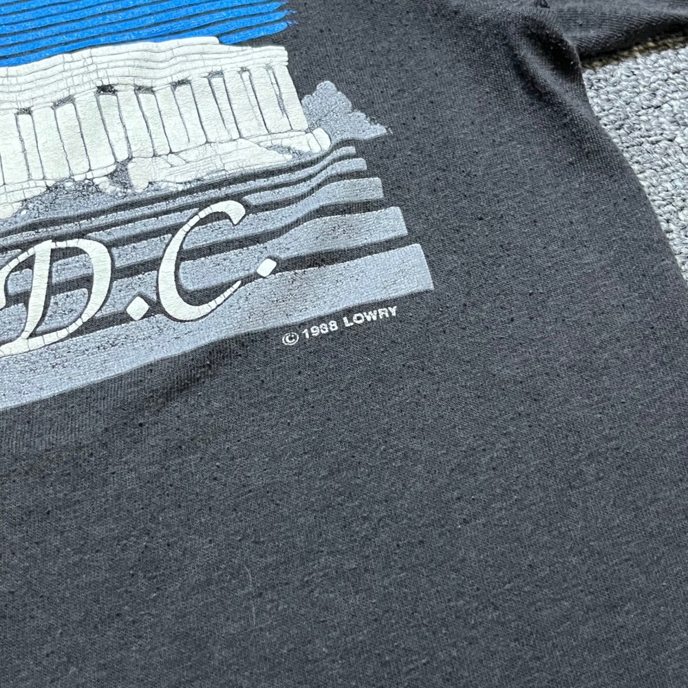 Vintage Lowry Washington DC T Shirt‎ L (Fits M) Black Graphic Souvenir 1988 80s - Picture 5 of 8